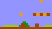 A screen capture of Mario standing next to a Goomba in World 1-1, rendered minimalistically